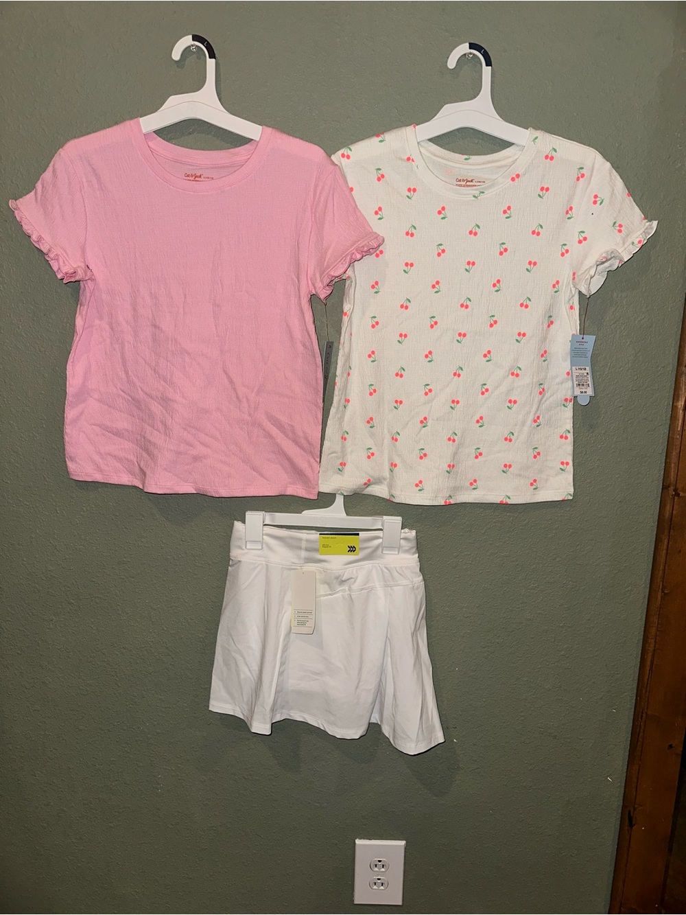 all in motion Girls Short Sleeve Tee Bundle - Pink & White Cherry Print